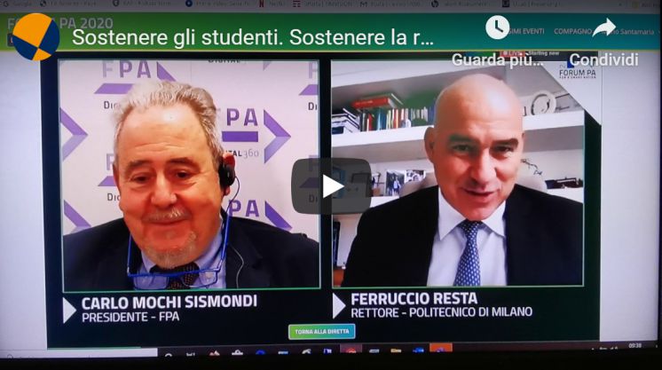 SOSTENERE GLI STUDENTI. SOSTENERE LA RICERCA. FERRUCCIO RESTA AL FORUM PA