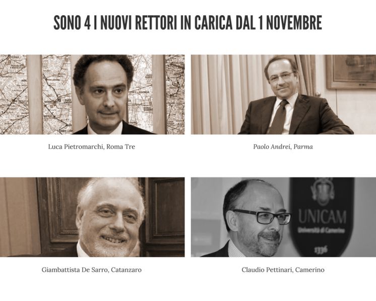 Sono 4 i nuovi rettori in carica dal 1 novembre