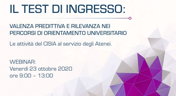 CONVEGNO ONLINE 23 OTTOBRE | LA VALENZA PREDITTIVA DEI TEST D&#039;INGRESSO DEL CISIA